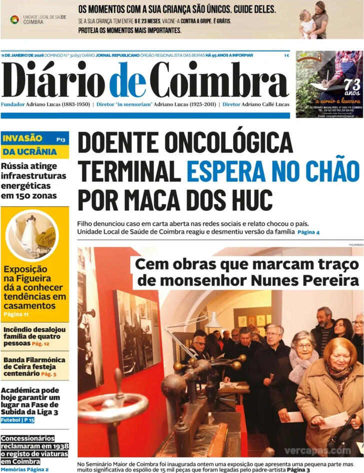 Capa Di�rio de Coimbra - 2026-01-11