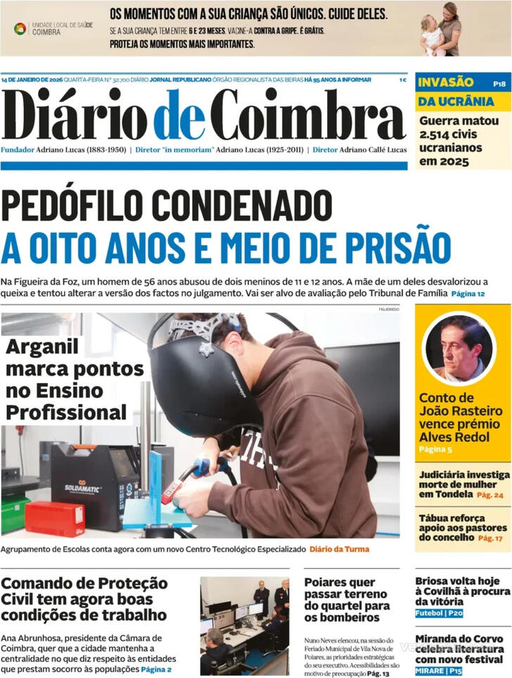 Capa Di�rio de Coimbra - 2026-01-14