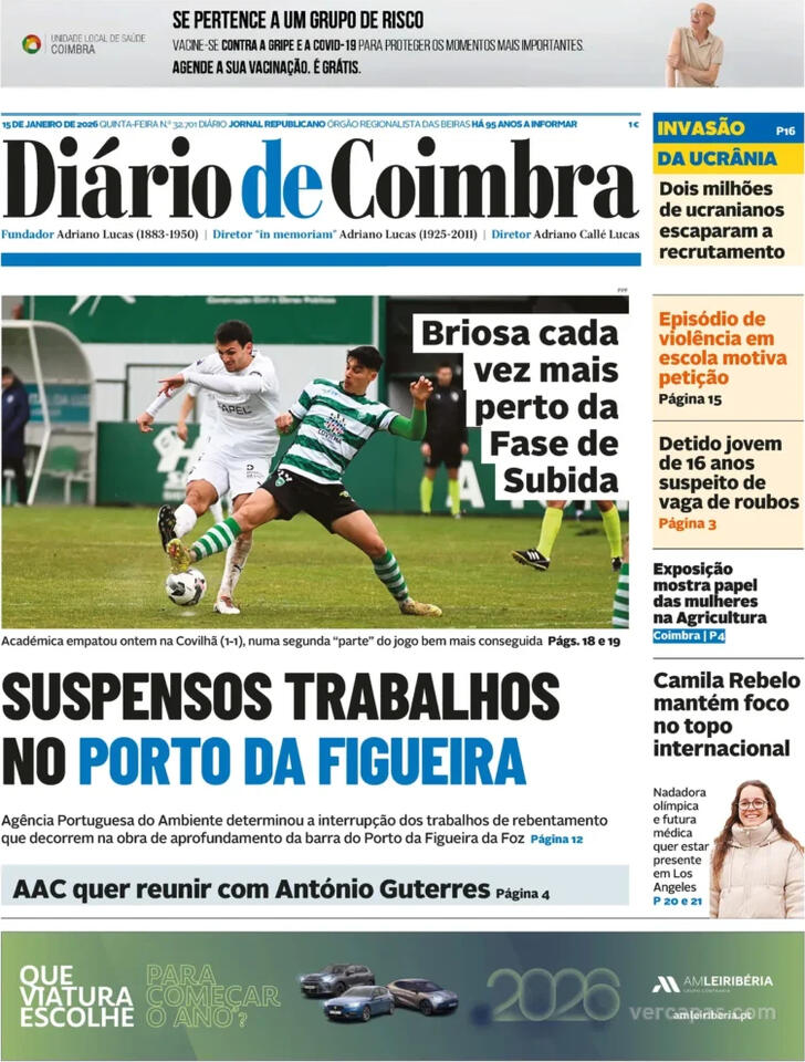 Capa Di�rio de Coimbra - 2026-01-15
