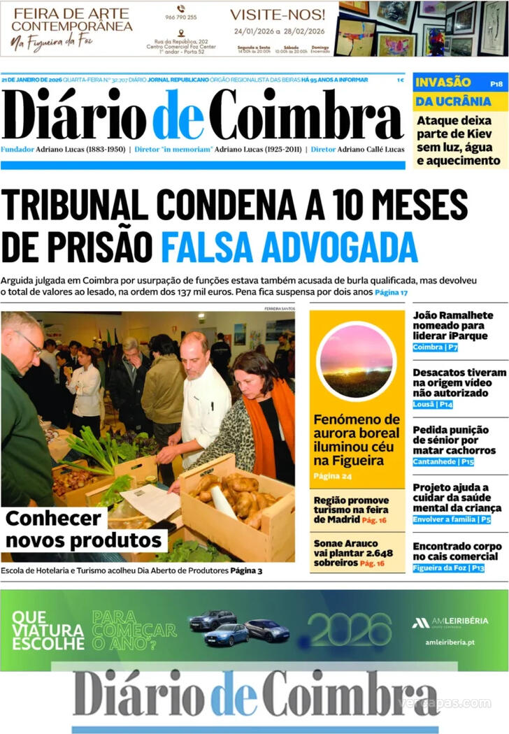Capa Di�rio de Coimbra - 2026-01-21