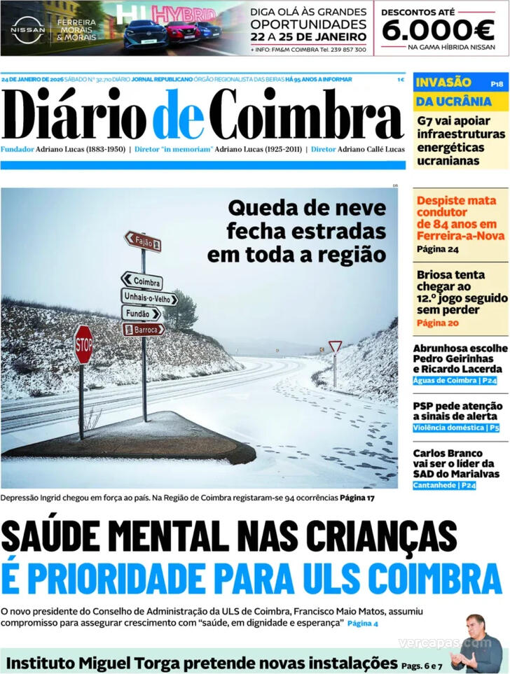 Capa Di�rio de Coimbra - 2026-01-24