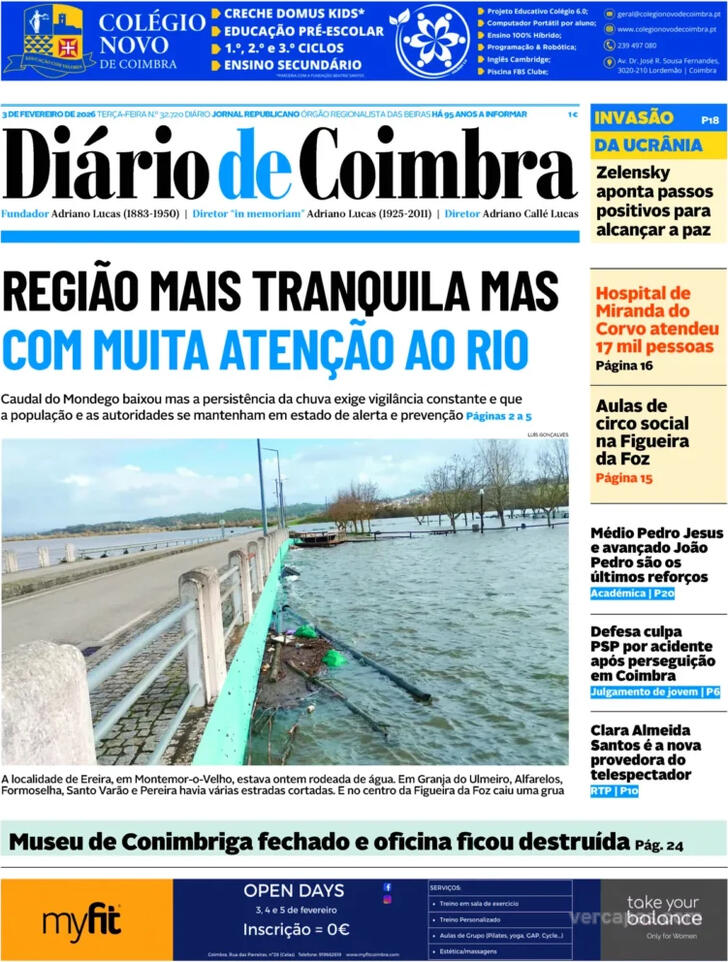 Capa Di�rio de Coimbra - 2026-02-03