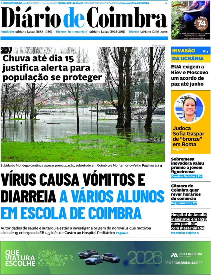 Capa Di�rio de Coimbra - 2026-02-08