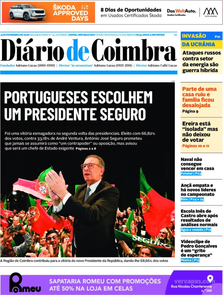 Capa Di�rio de Coimbra - 2026-02-09