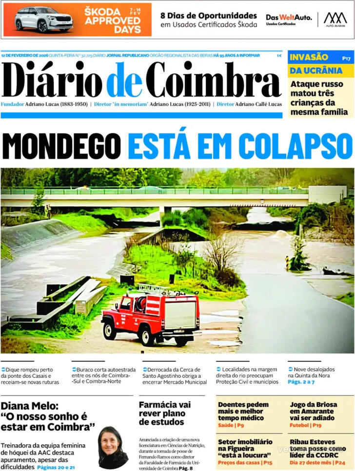 Capa Di�rio de Coimbra - 2026-02-12