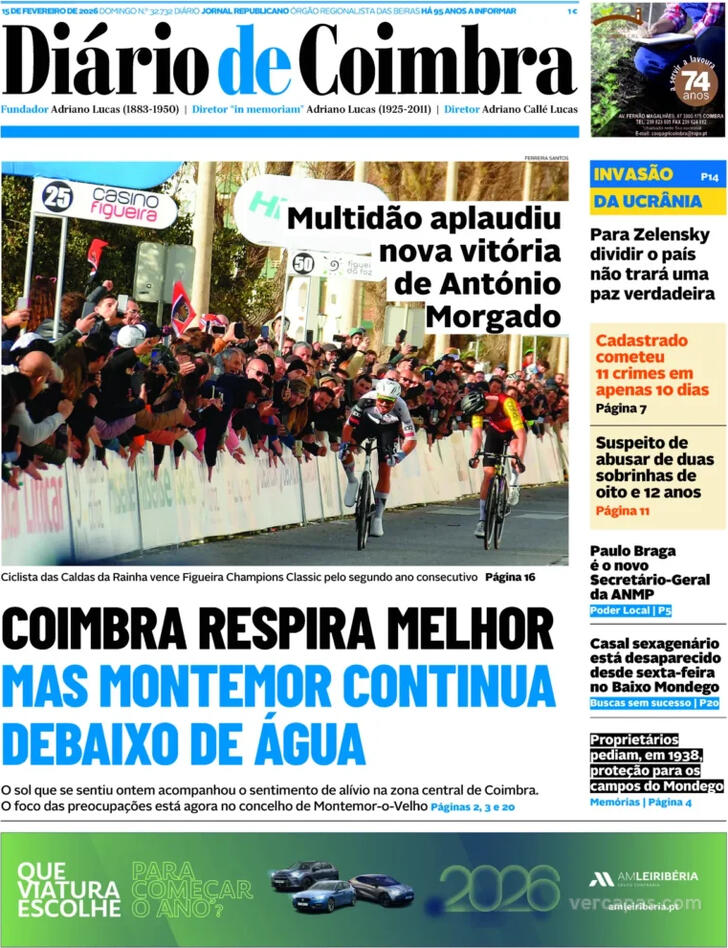 Capa Di�rio de Coimbra - 2026-02-15