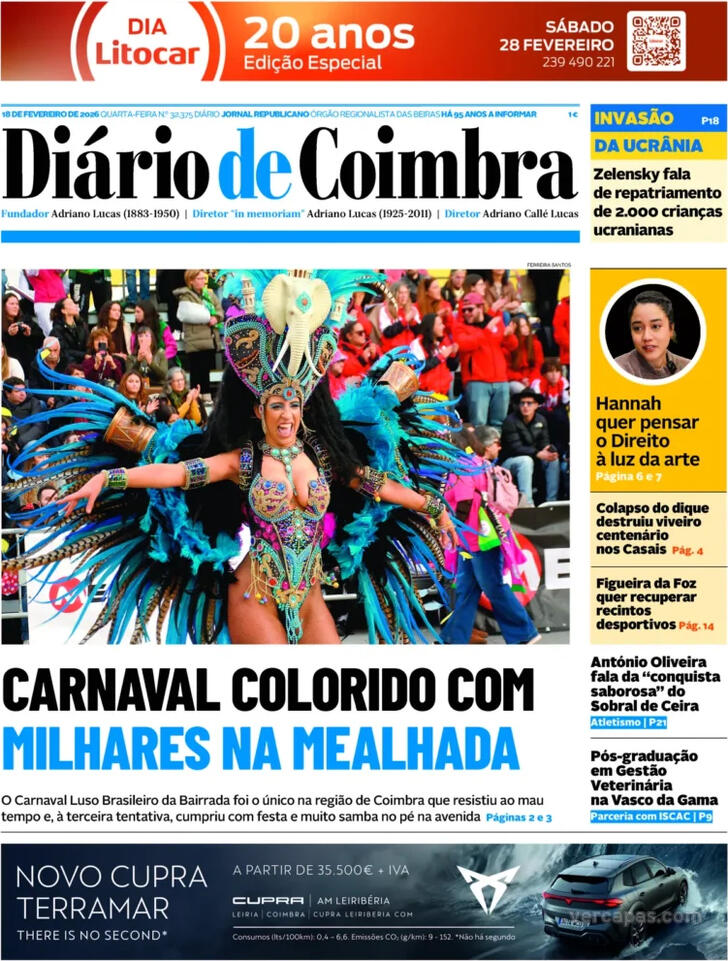 Capa Di�rio de Coimbra - 2026-02-18