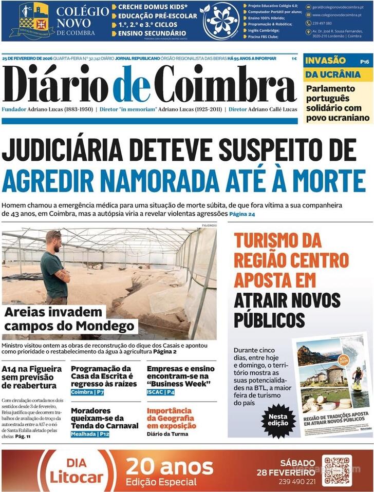 Capa Di�rio de Coimbra - 2026-02-25
