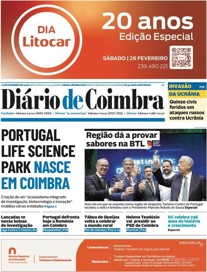 Capa Di�rio de Coimbra - 2026-02-27