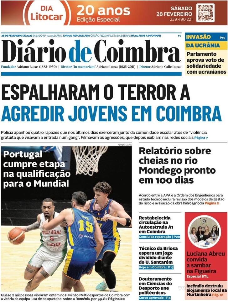 Capa Di�rio de Coimbra - 2026-02-28