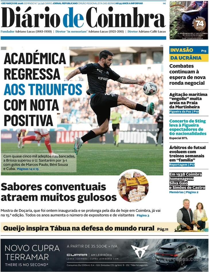 Capa Di�rio de Coimbra - 2026-03-01