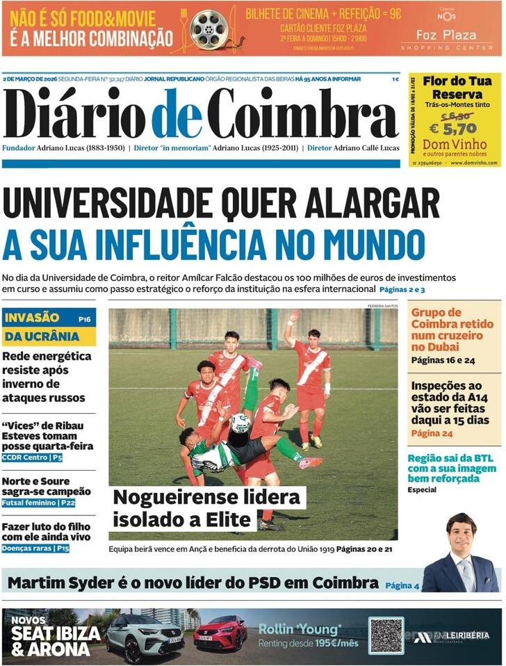 Capa Di�rio de Coimbra - 2026-03-02