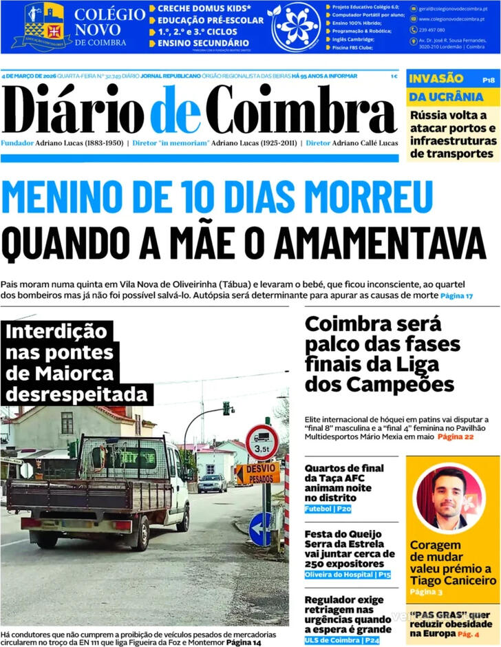Capa Di�rio de Coimbra - 2026-03-04