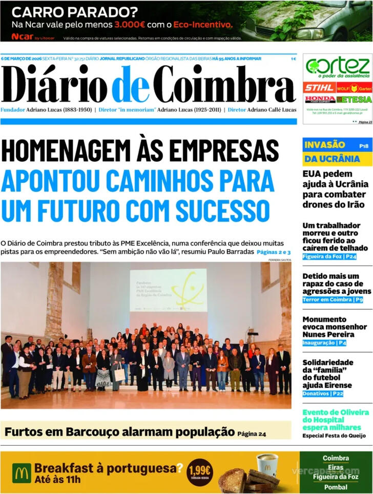 Capa Di�rio de Coimbra - 2026-03-06
