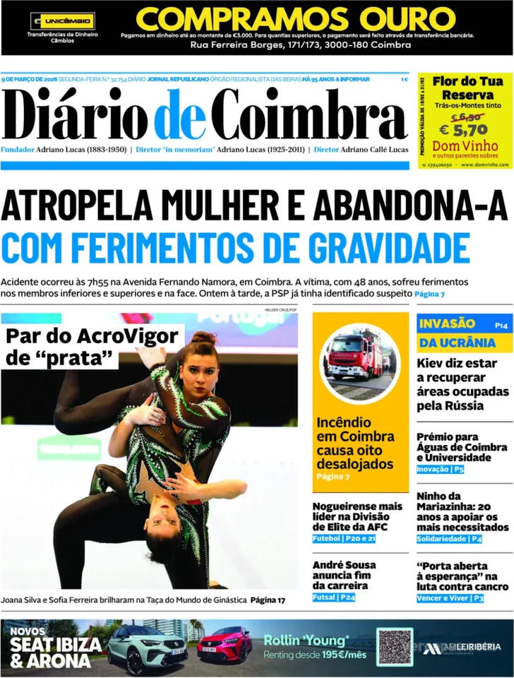 Capa Di�rio de Coimbra - 2026-03-09