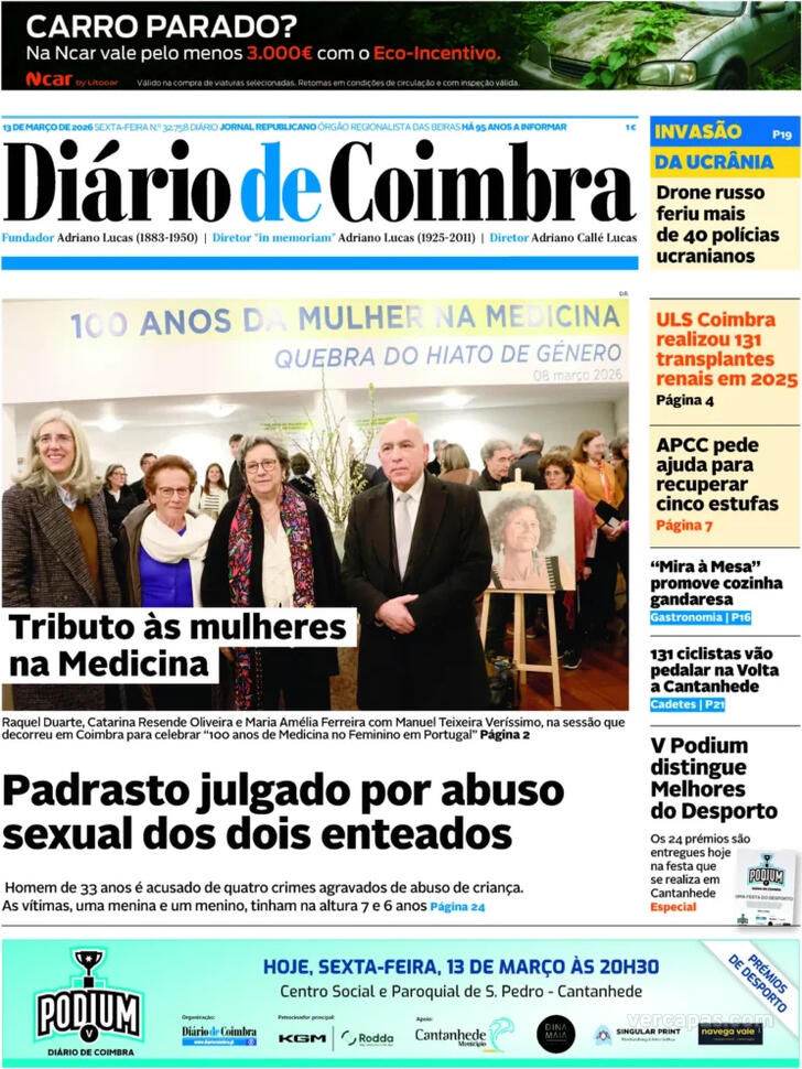 Capa Di�rio de Coimbra - 2026-03-13