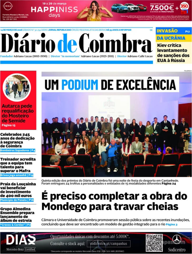 Capa Di�rio de Coimbra - 2026-03-14