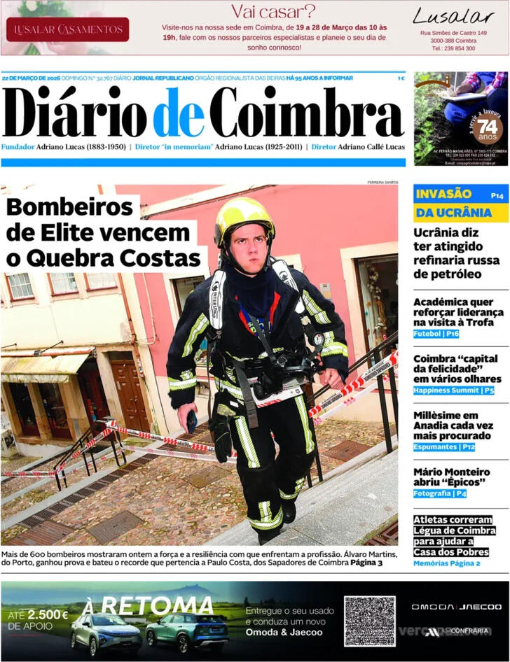 Capa Di�rio de Coimbra - 2026-03-22