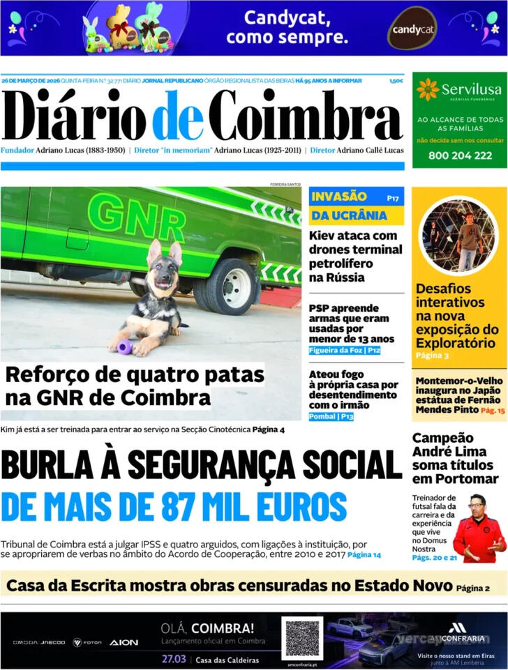 Capa Di�rio de Coimbra - 2026-03-26