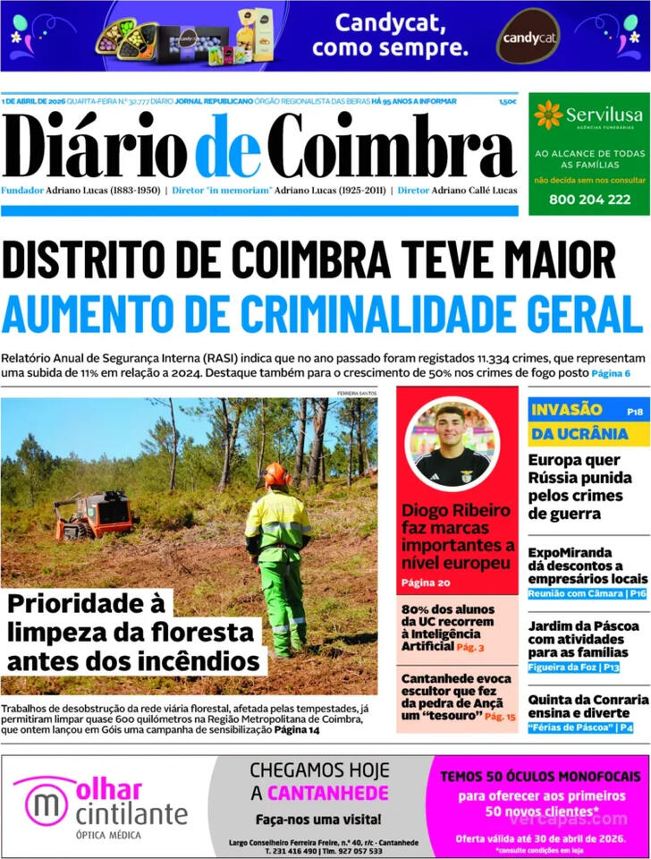 Capa Di�rio de Coimbra - 2026-04-01