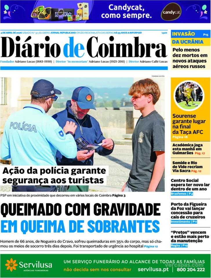 Capa Di�rio de Coimbra - 2026-04-04