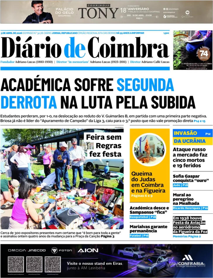 Capa Di�rio de Coimbra - 2026-04-05