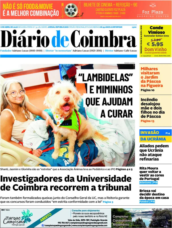 Capa Di�rio de Coimbra - 2026-04-06