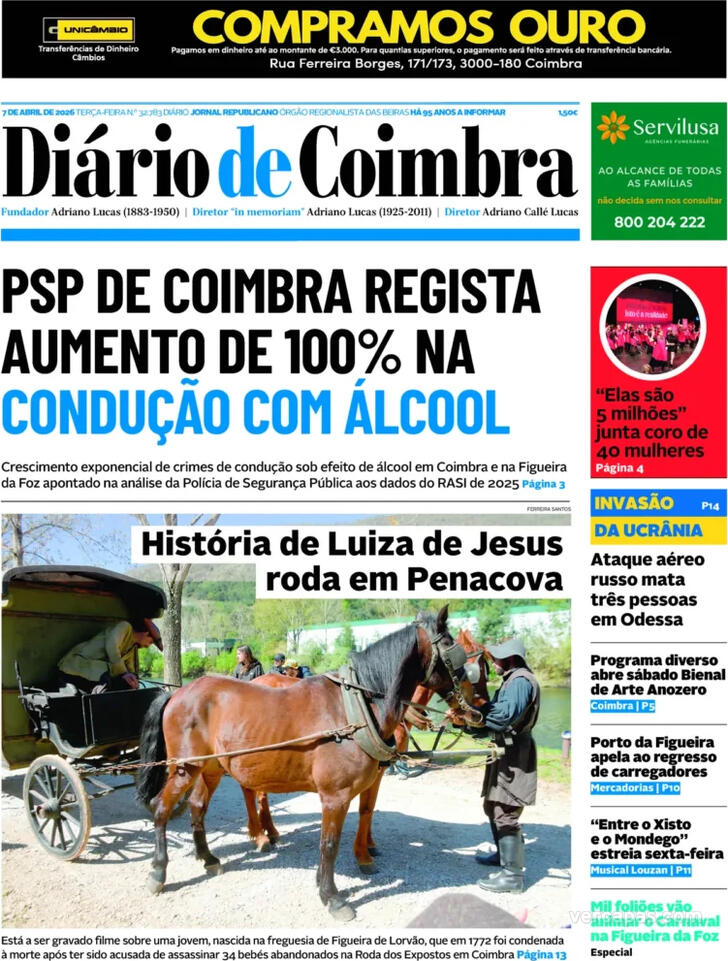 Capa Di�rio de Coimbra - 2026-04-07
