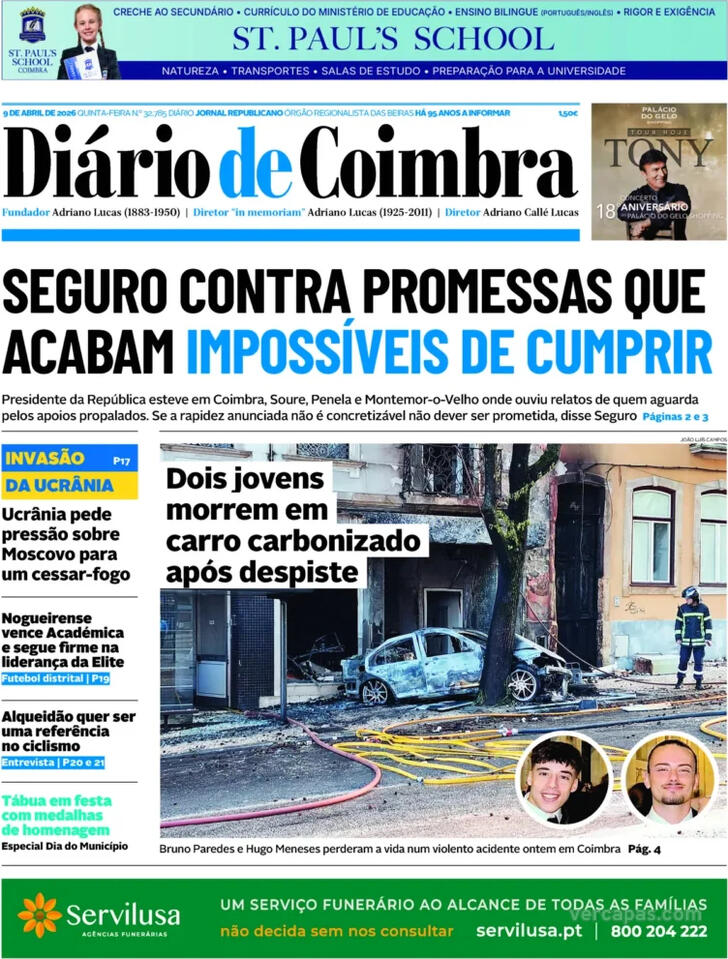 Capa Di�rio de Coimbra - 2026-04-09