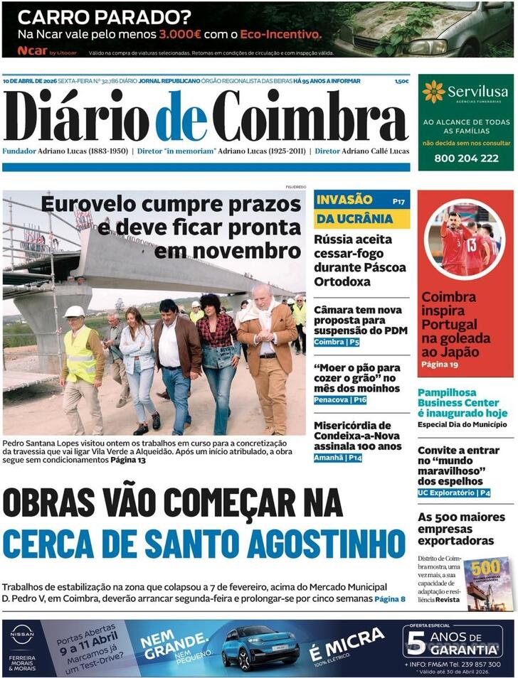 Capa Di�rio de Coimbra - 2026-04-10