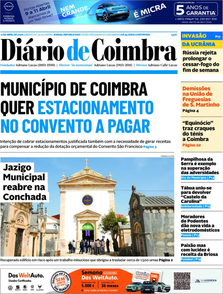 Capa Di�rio de Coimbra - 2026-04-11