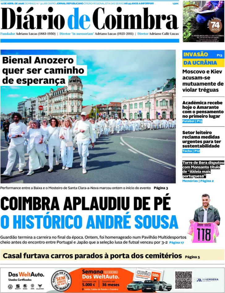 Capa Di�rio de Coimbra - 2026-04-12