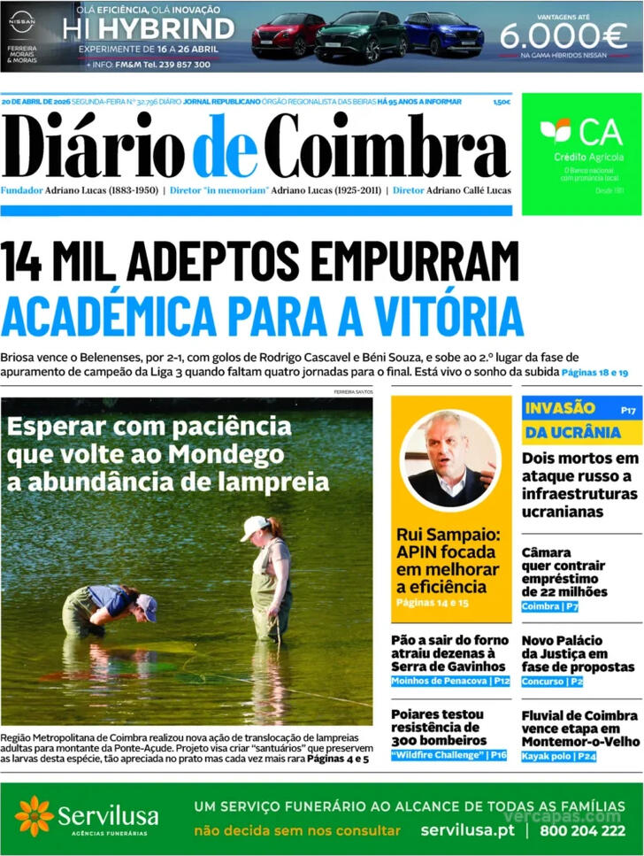 Capa Di�rio de Coimbra - 2026-04-20