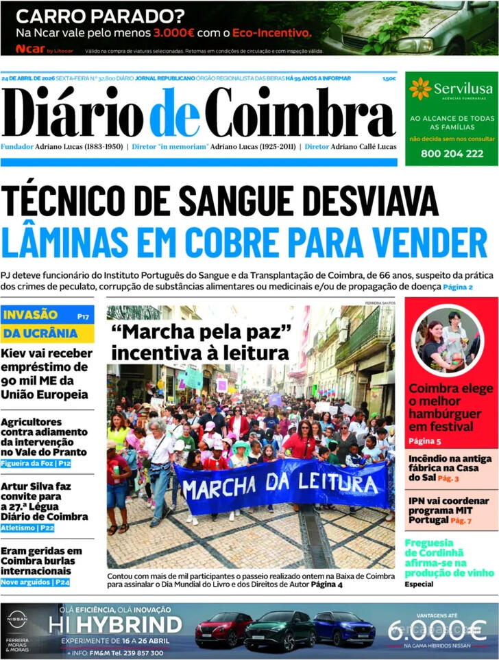 Capa Di�rio de Coimbra - 2026-04-24