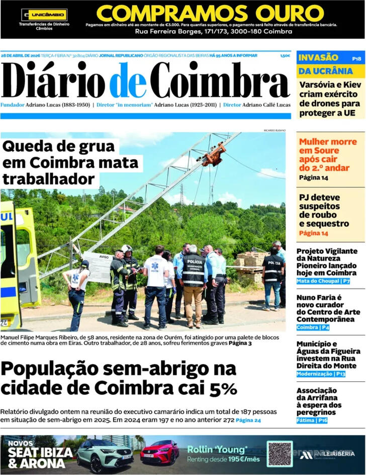 Capa Di�rio de Coimbra - 2026-04-28