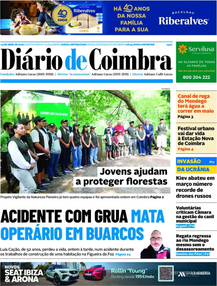 Capa Di�rio de Coimbra - 2026-04-29