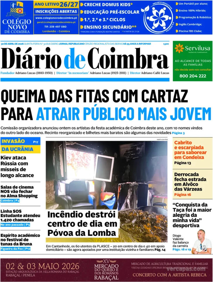 Capa Di�rio de Coimbra - 2026-04-30