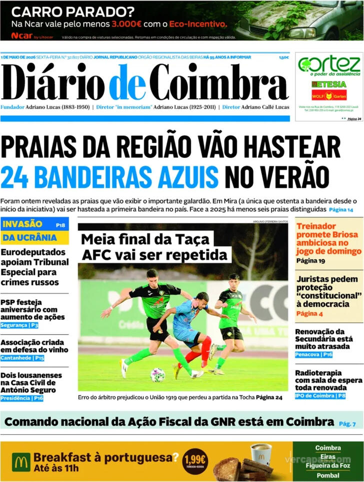 Capa Di�rio de Coimbra - 2026-05-01