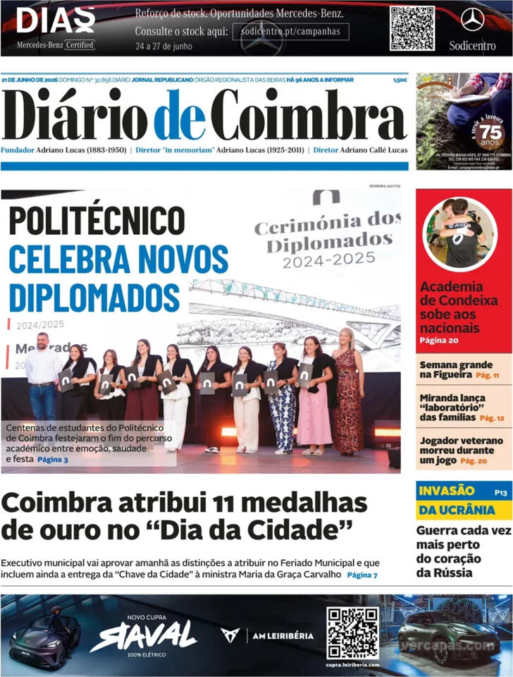 Capa Di�rio de Coimbra - 2026-06-21
