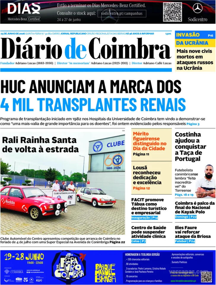 Capa Di�rio de Coimbra - 2026-06-25