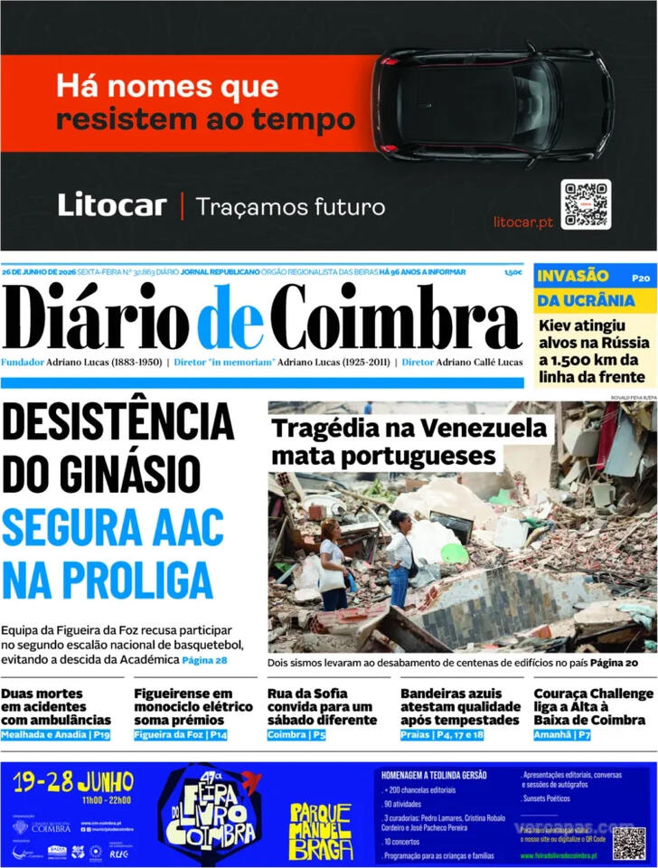 Capa Di�rio de Coimbra - 2026-06-26