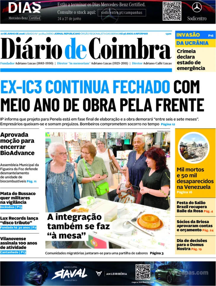 Capa Di�rio de Coimbra - 2026-06-27