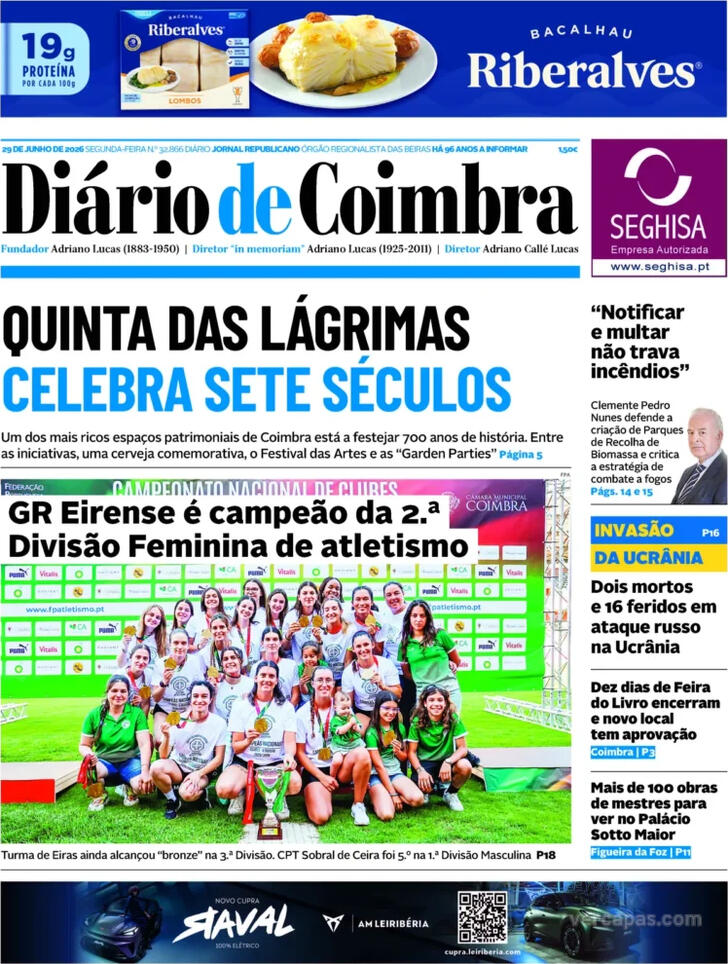 Capa Di�rio de Coimbra - 2026-06-29