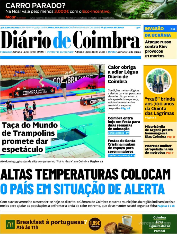 Capa Di�rio de Coimbra - 2026-07-03