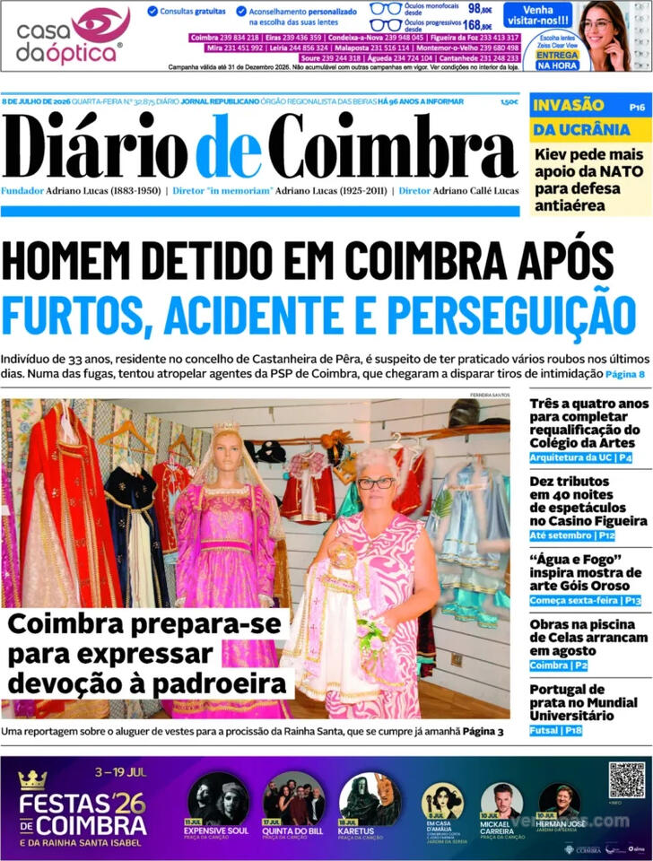 Capa Di�rio de Coimbra - 2026-07-08