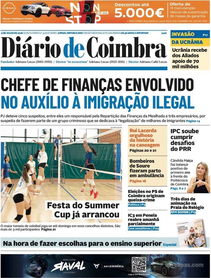 Capa Di�rio de Coimbra - 2026-07-09
