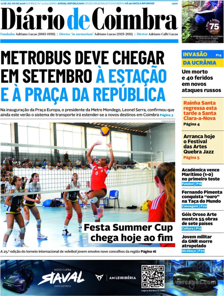 Capa Di�rio de Coimbra - 2026-07-12