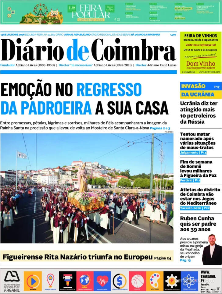 Capa Di�rio de Coimbra - 2026-07-13