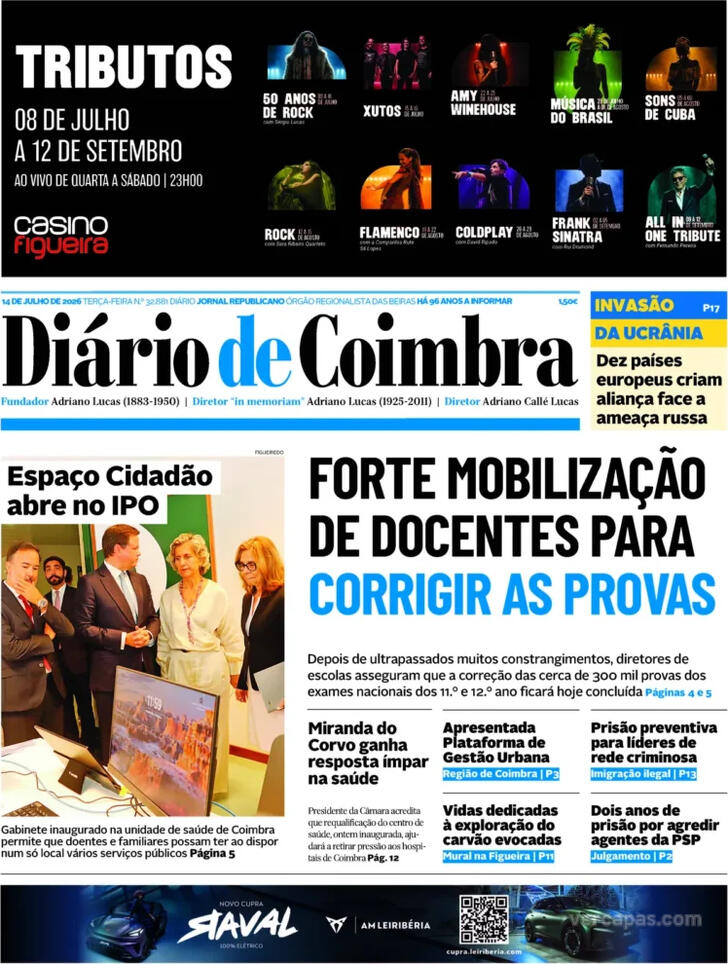 Capa Di�rio de Coimbra - 2026-07-14