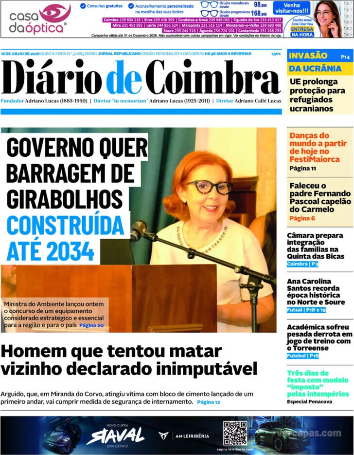Capa Di�rio de Coimbra - 2026-07-16